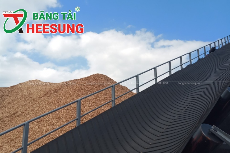 băng tải Heesung chở dăm gỗ