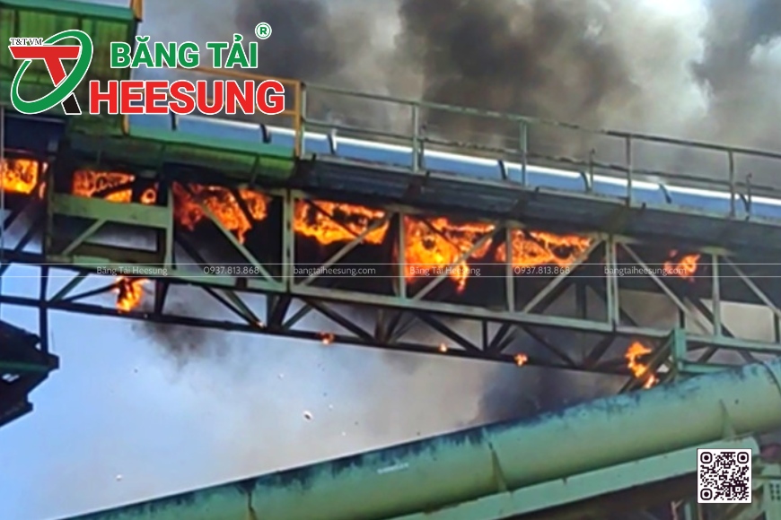 băng tải cao su bị cháy