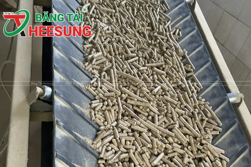 băng tải gân V vận chuyển viên nén