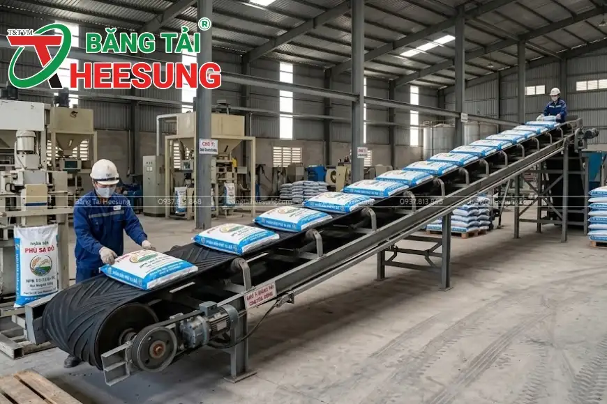 băng tải gân V tải phân bón