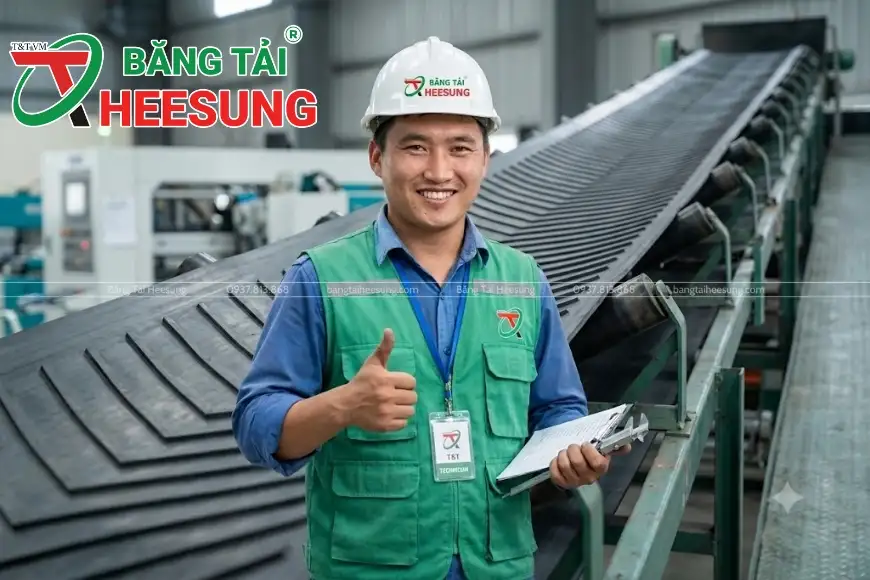 review băng tải cao su gân V