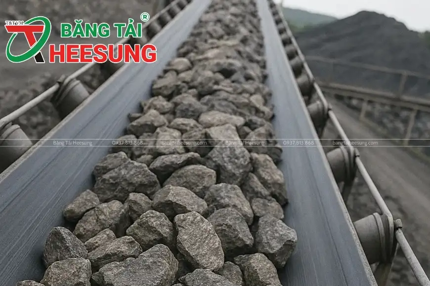 sử dụng băng tải Heesung tải đá