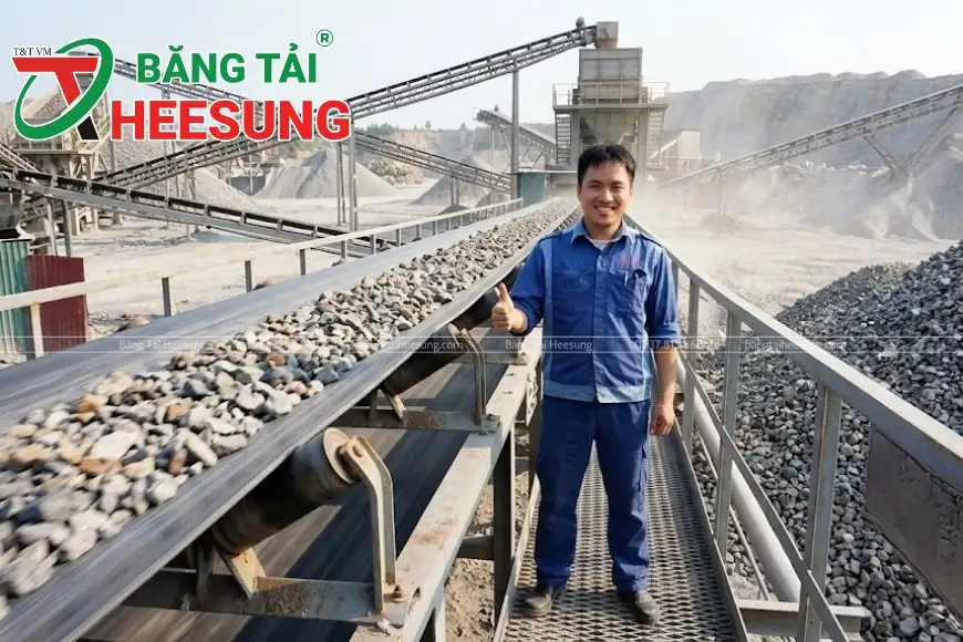băng tải cao su trơn tải đá
