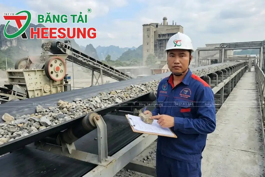 băng tải lõi thép Heesung tải đá