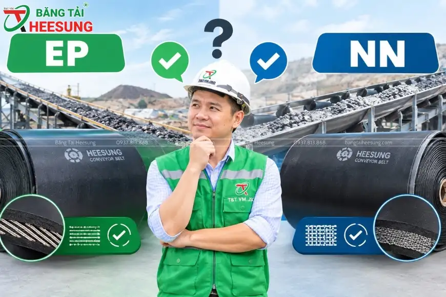 Nên chọn băng tải cao su EP hay NN