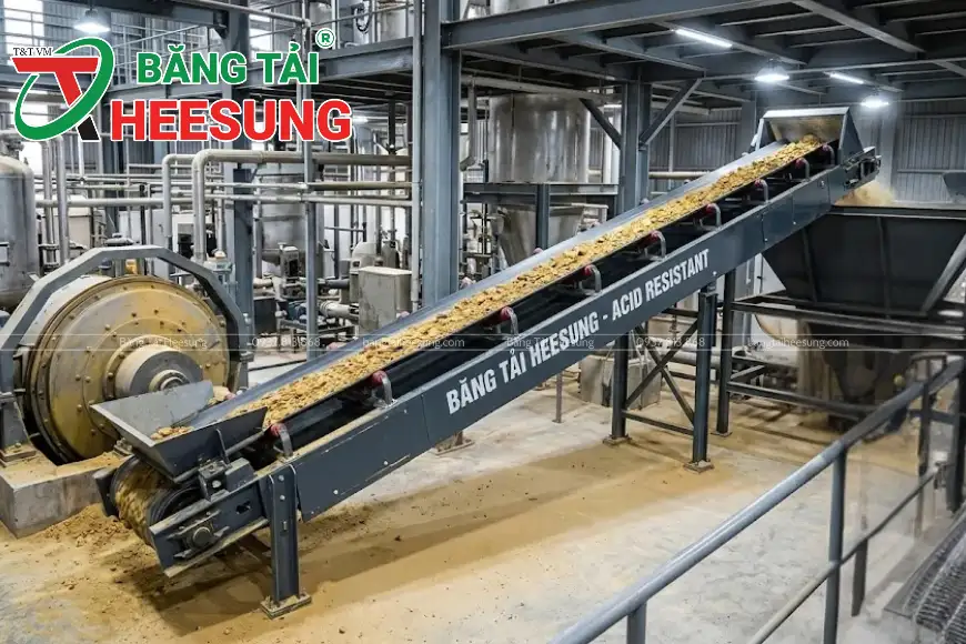 băng tải chịu axit trong ngành phân bón