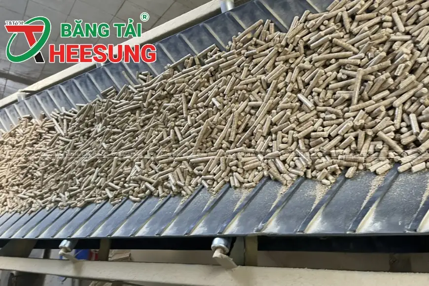 băng tải gân V chở viên nén