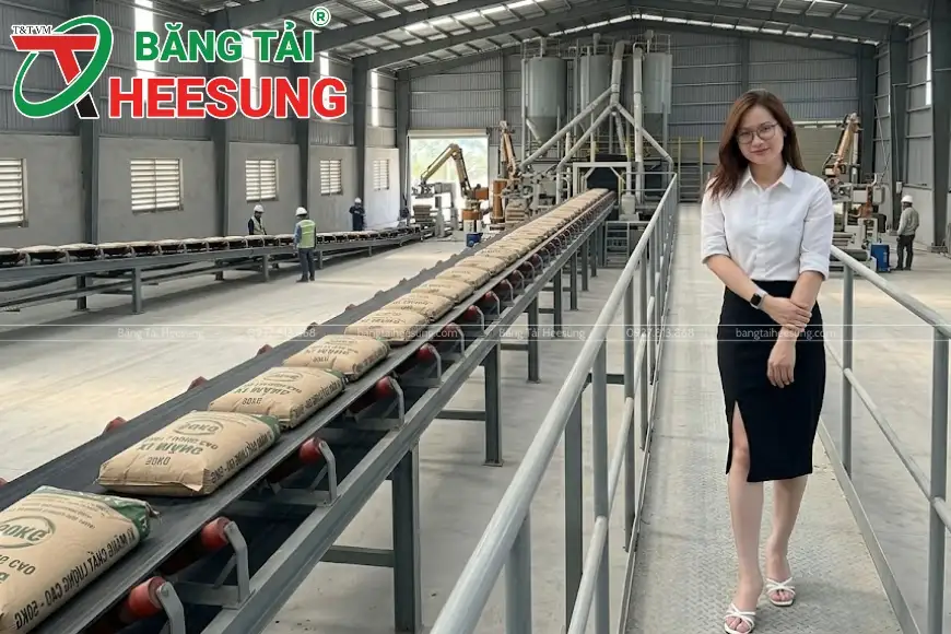 lắp đặt băng tải cao su nhà máy xi măng